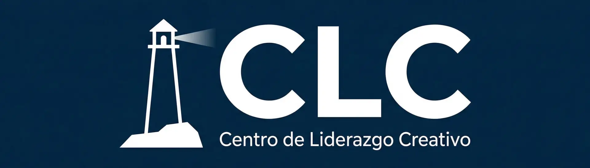 LOGO CENTRO DE LIDERAZGO CREATIVO CLC, FARO APUNTANDO A LAS LETRAS CLC