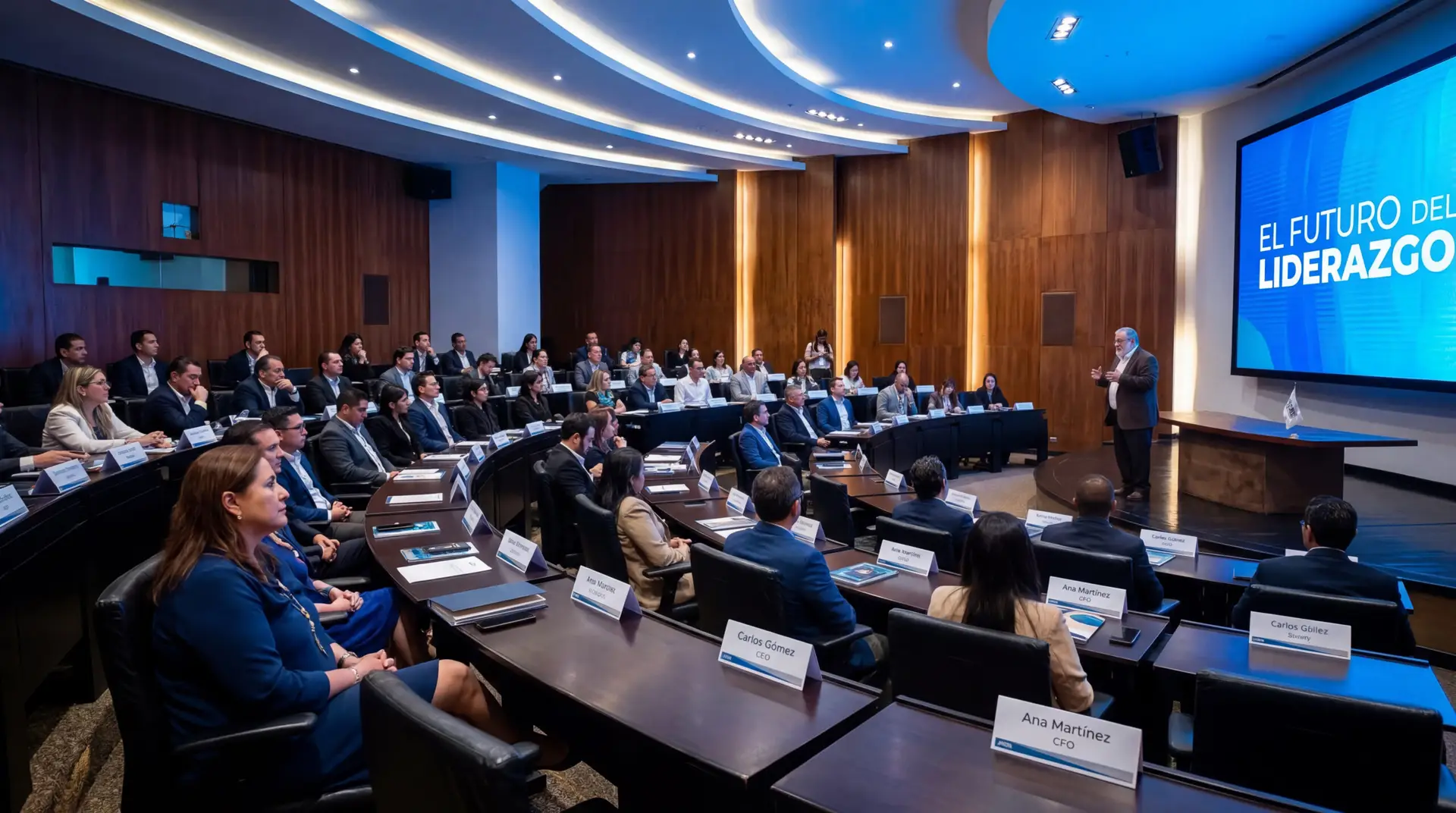 coach de liderazgo dando el curso de habilidades directivas